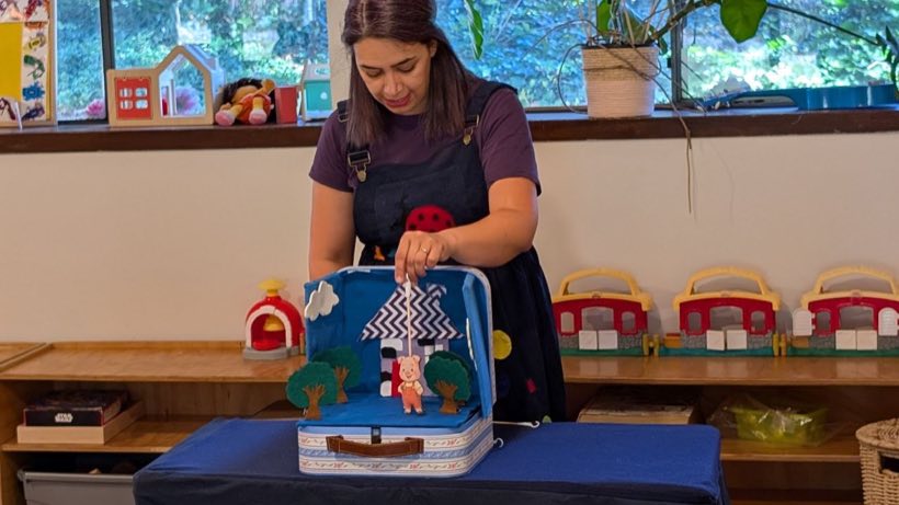 A pop-up puppet theatre